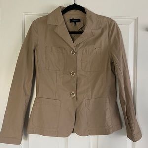 Talbots Tan Three Button Career Blazer Single Breasted Cotton